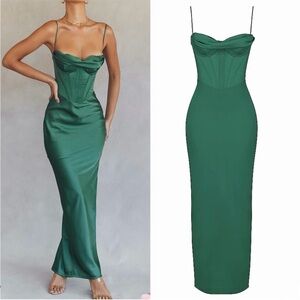 ❤️‍🔥Firm Price❤️‍🔥House of CB CHARMAINE Forest Corset Maxi Dress